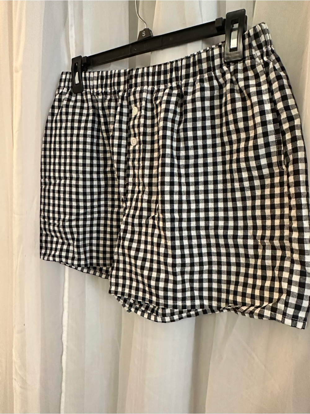 Pretty Garden women’s  Black & White Gingham Boxer Shorts